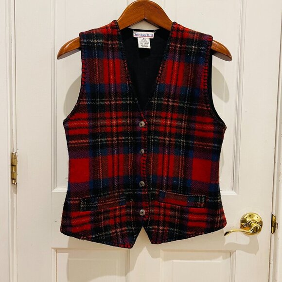Westport LTD Vintage Red Black Buffalo Plaid Wool Blend Vest Size Medium - Picture 16 of 16